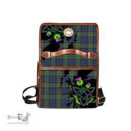 ScotsTee Shop Scottish Nicolson Hunting Ancient Clan Tartan Canvas Bag Celtic Knot and Thistle with Scotland Map Bag
