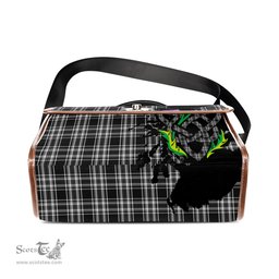 ScotsTee Shop Scottish Stewart Black and White Clan Tartan Canvas Bag Celtic Knot and Thistle with Scotland Map Bag