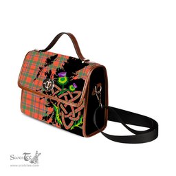 ScotsTee Shop Scottish Munro Ancient Clan Tartan Canvas Bag Celtic Knot and Thistle with Scotland Map Bag