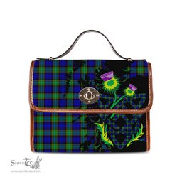 ScotsTee Shop Scottish Sempill Modern Clan Tartan Canvas Bag Celtic Knot and Thistle with Scotland Map Bag