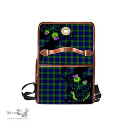 ScotsTee Shop Scottish Sempill Modern Clan Tartan Canvas Bag Celtic Knot and Thistle with Scotland Map Bag