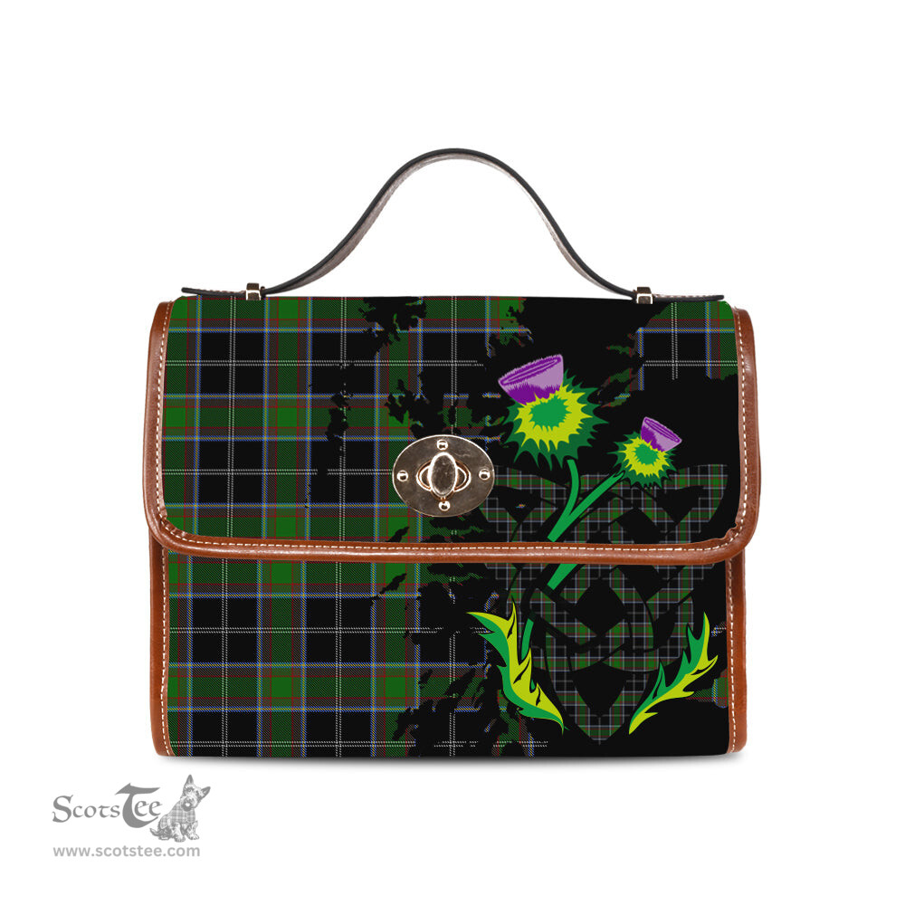 ScotsTee Shop Scottish Webster Clan Tartan Canvas Bag Celtic Knot and Thistle with Scotland Map Bag