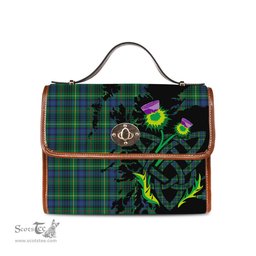 ScotsTee Shop Scottish Stewart Hunting Modern Clan Tartan Canvas Bag Celtic Knot and Thistle with Scotland Map Bag