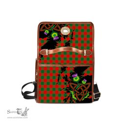 ScotsTee Shop Scottish Moncrieff Modern Clan Tartan Canvas Bag Celtic Knot and Thistle with Scotland Map Bag