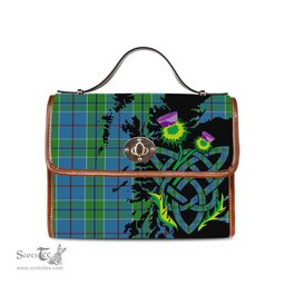 ScotsTee Shop Scottish Vance Clan Tartan Canvas Bag Celtic Knot and Thistle with Scotland Map Bag