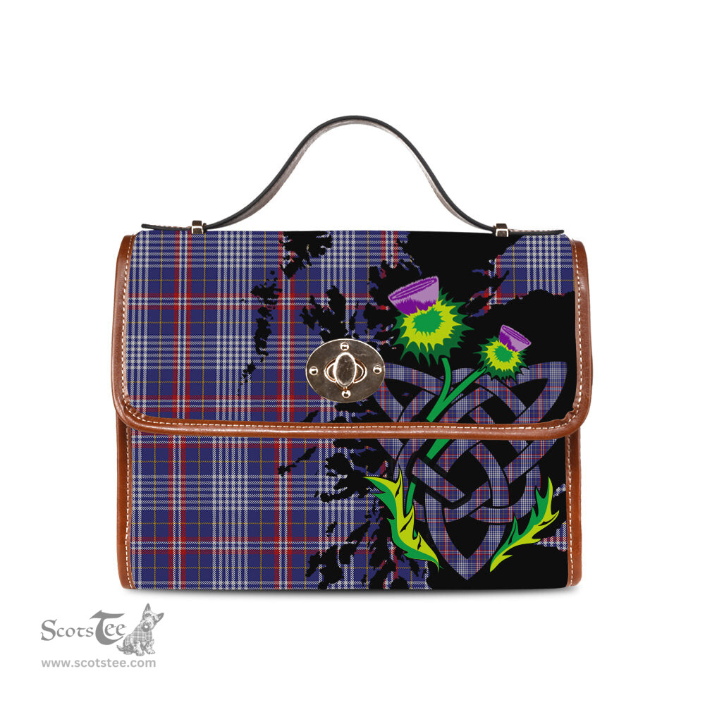 ScotsTee Shop Scottish Parker Dress Clan Tartan Canvas Bag Celtic Knot and Thistle with Scotland Map Bag