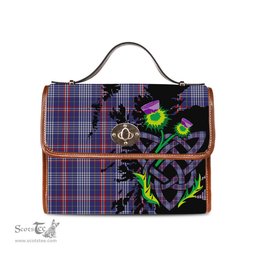 ScotsTee Shop Scottish Parker Dress Clan Tartan Canvas Bag Celtic Knot and Thistle with Scotland Map Bag