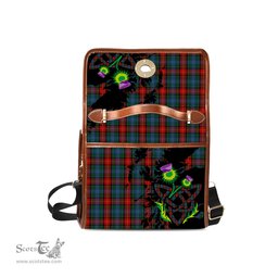 ScotsTee Shop Scottish Teall of Teallach Clan Tartan Canvas Bag Celtic Knot and Thistle with Scotland Map Bag