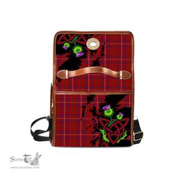 ScotsTee Shop Scottish Rose Clan Tartan Canvas Bag Celtic Knot and Thistle with Scotland Map Bag