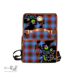 ScotsTee Shop Scottish Skirving Clan Tartan Canvas Bag Celtic Knot and Thistle with Scotland Map Bag