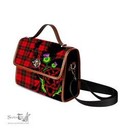 ScotsTee Shop Scottish Wallace Weathered Clan Tartan Canvas Bag Celtic Knot and Thistle with Scotland Map Bag