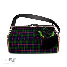 ScotsTee Shop Scottish Urquhart Modern Clan Tartan Canvas Bag Celtic Knot and Thistle with Scotland Map Bag