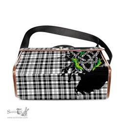 ScotsTee Shop Scottish Scott Black White Clan Tartan Canvas Bag Celtic Knot and Thistle with Scotland Map Bag