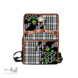 ScotsTee Shop Scottish Scott Black White Clan Tartan Canvas Bag Celtic Knot and Thistle with Scotland Map Bag