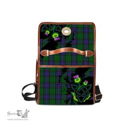 ScotsTee Shop Scottish Storrie Clan Tartan Canvas Bag Celtic Knot and Thistle with Scotland Map Bag