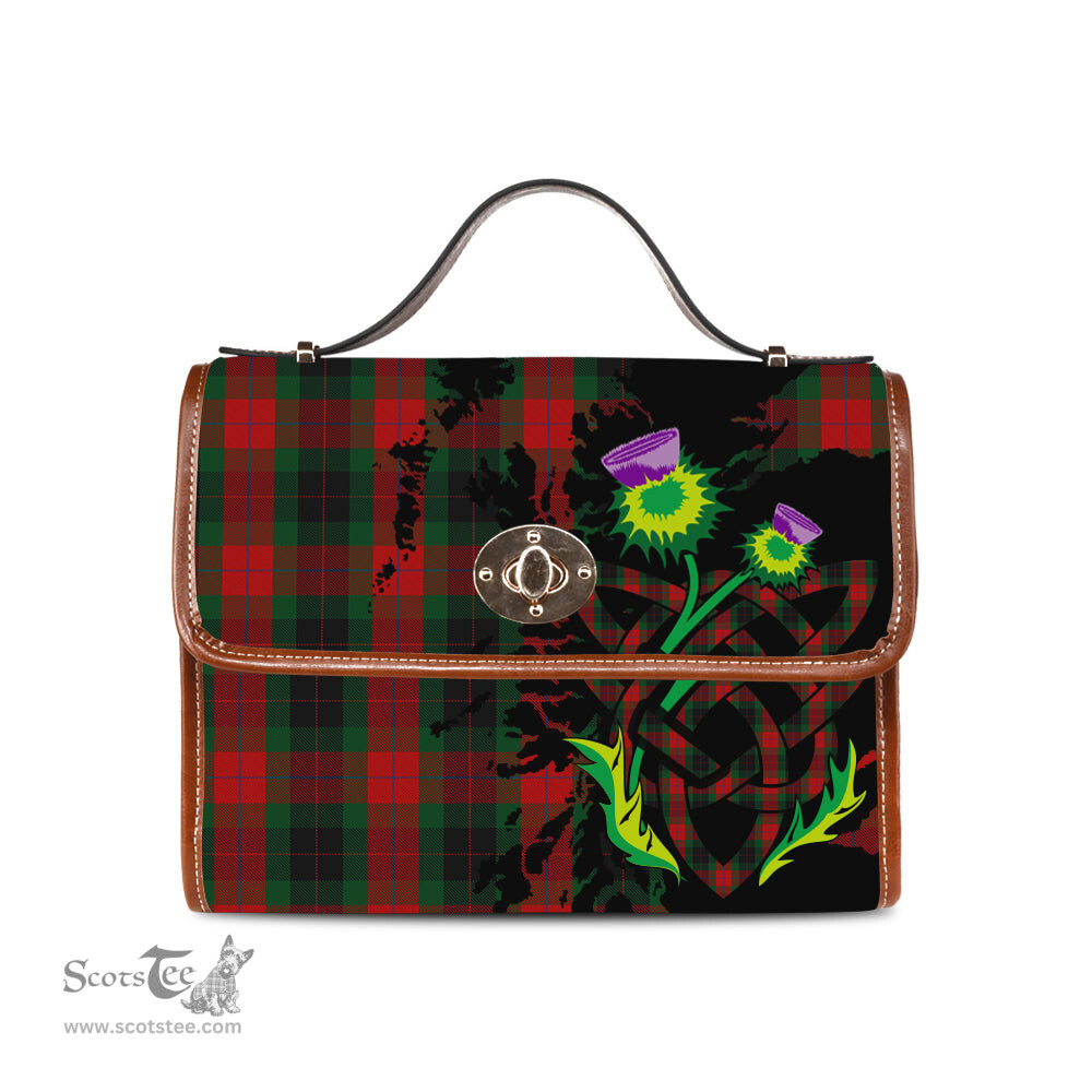 ScotsTee Shop Scottish Skene of Cromar Black Clan Tartan Canvas Bag Celtic Knot and Thistle with Scotland Map Bag