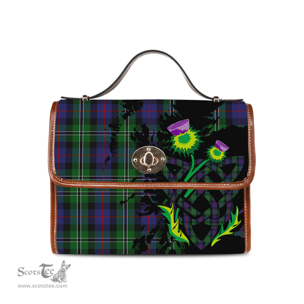 ScotsTee Shop Scottish Rose Hunting Clan Tartan Canvas Bag Celtic Knot and Thistle with Scotland Map Bag