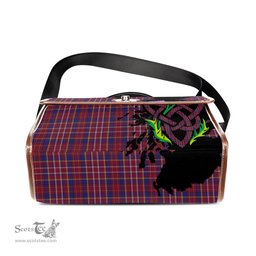 ScotsTee Shop Scottish Ruxton Hunting Clan Tartan Canvas Bag Celtic Knot and Thistle with Scotland Map Bag