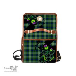 ScotsTee Shop Scottish Mow Clan Tartan Canvas Bag Celtic Knot and Thistle with Scotland Map Bag