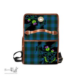 ScotsTee Shop Scottish Murray of Elibank Clan Tartan Canvas Bag Celtic Knot and Thistle with Scotland Map Bag