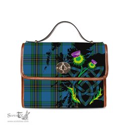 ScotsTee Shop Scottish Murray of Elibank Clan Tartan Canvas Bag Celtic Knot and Thistle with Scotland Map Bag
