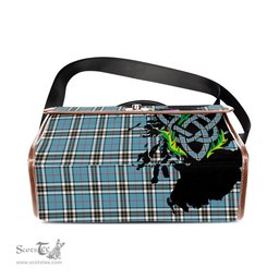 ScotsTee Shop Scottish Thomson Clan Tartan Canvas Bag Celtic Knot and Thistle with Scotland Map Bag