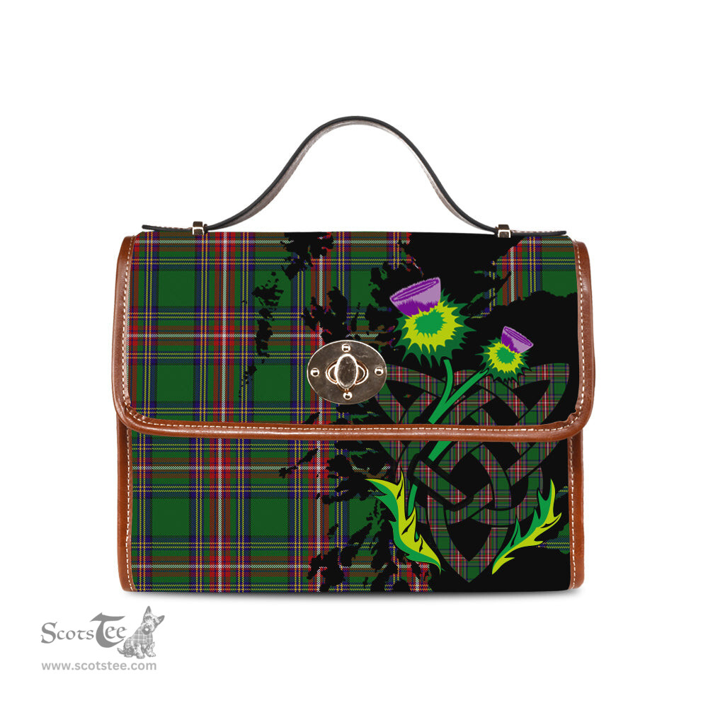 ScotsTee Shop Scottish Seller Clan Tartan Canvas Bag Celtic Knot and Thistle with Scotland Map Bag