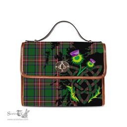 ScotsTee Shop Scottish Seller Clan Tartan Canvas Bag Celtic Knot and Thistle with Scotland Map Bag