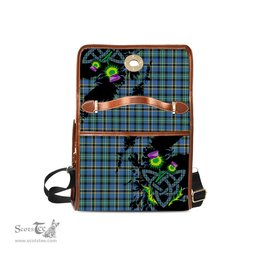 ScotsTee Shop Scottish Weir Ancient Clan Tartan Canvas Bag Celtic Knot and Thistle with Scotland Map Bag