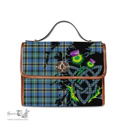ScotsTee Shop Scottish Weir Ancient Clan Tartan Canvas Bag Celtic Knot and Thistle with Scotland Map Bag