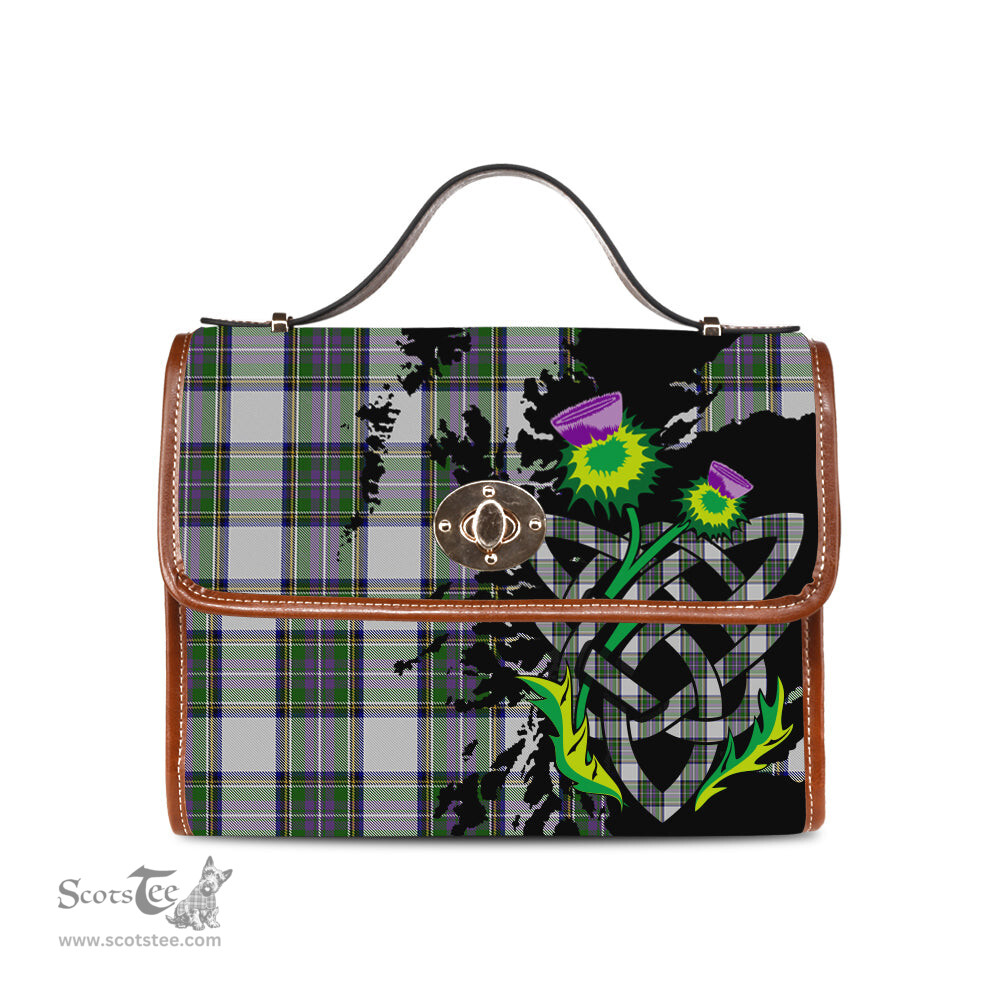 ScotsTee Shop Scottish Pritchard Clan Tartan Canvas Bag Celtic Knot and Thistle with Scotland Map Bag
