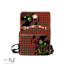 ScotsTee Shop Scottish Stewart Royal Modern Clan Tartan Canvas Bag Celtic Knot and Thistle with Scotland Map Bag