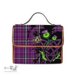ScotsTee Shop Scottish O'Riagain Clan Tartan Canvas Bag Celtic Knot and Thistle with Scotland Map Bag