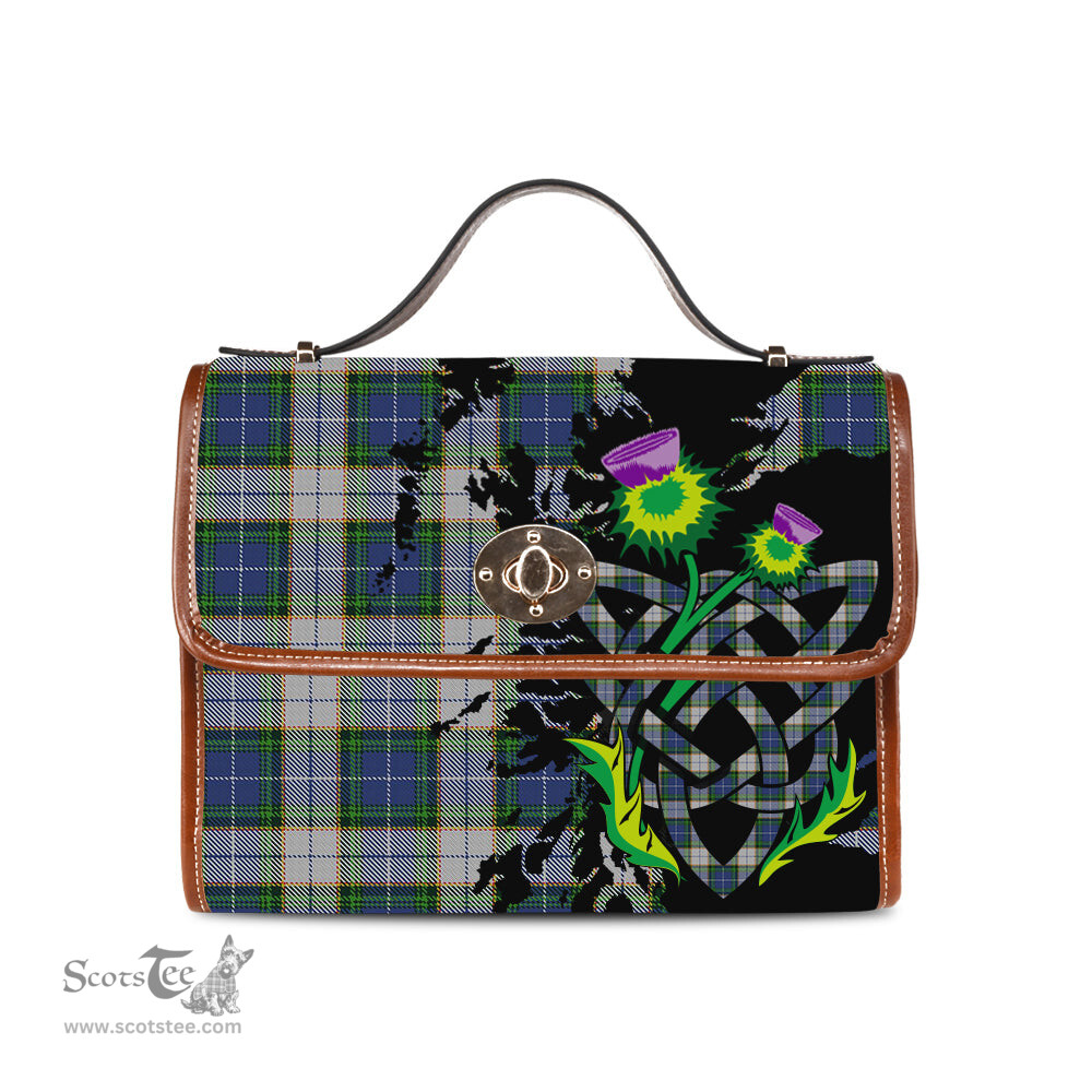 ScotsTee Shop Scottish Nova Scotia District Dress Clan Tartan Canvas Bag Celtic Knot and Thistle with Scotland Map Bag