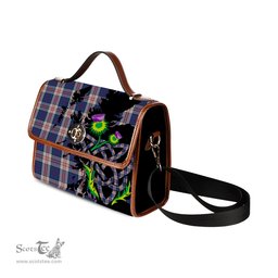 ScotsTee Shop Scottish Stewart of Appin Hunting Dress Clan Tartan Canvas Bag Celtic Knot and Thistle with Scotland Map Bag