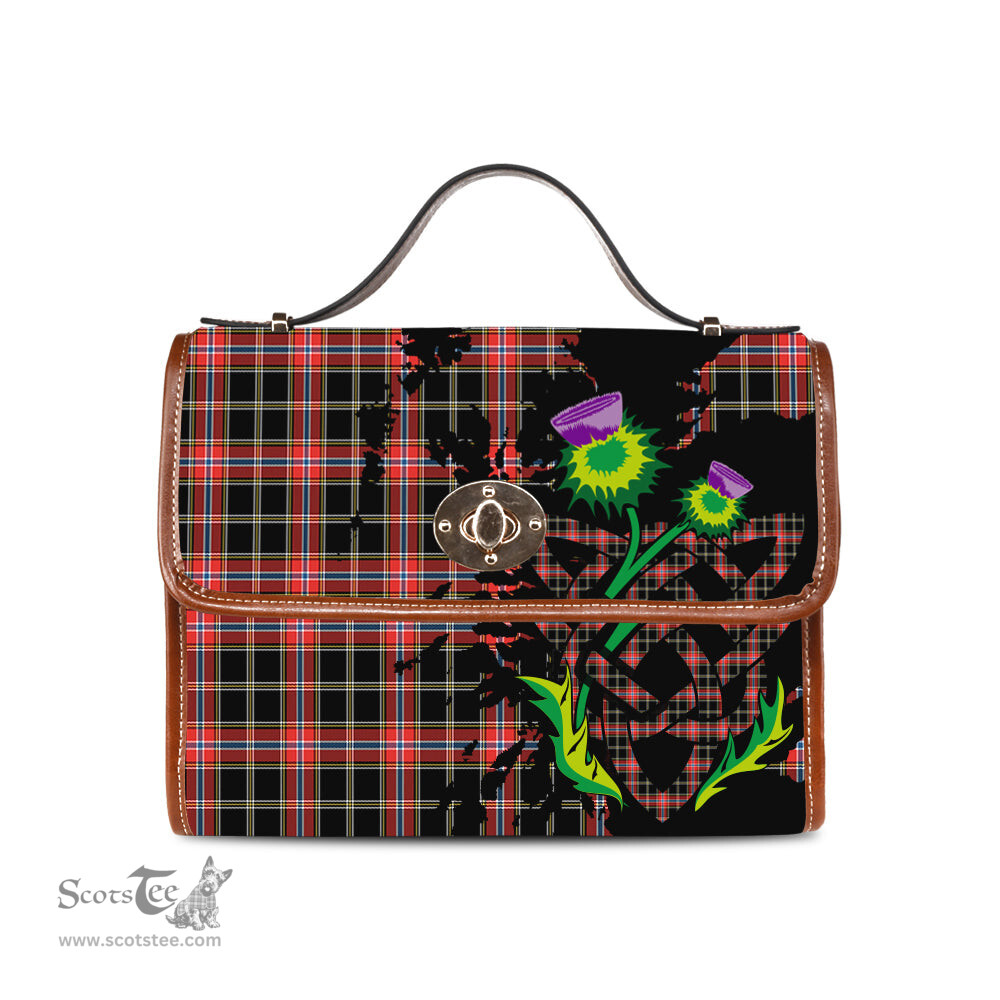 ScotsTee Shop Scottish Norwegian Night Clan Tartan Canvas Bag Celtic Knot and Thistle with Scotland Map Bag