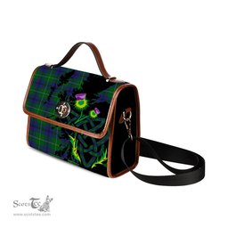 ScotsTee Shop Scottish Oliphant Clan Tartan Canvas Bag Celtic Knot and Thistle with Scotland Map Bag