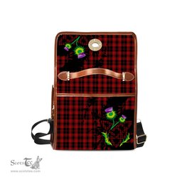 ScotsTee Shop Scottish Murray of Ochtertyre Clan Tartan Canvas Bag Celtic Knot and Thistle with Scotland Map Bag