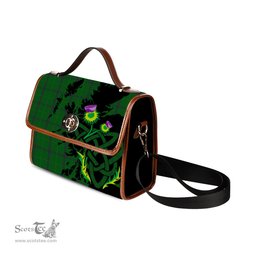 ScotsTee Shop Scottish Walters Clan Tartan Canvas Bag Celtic Knot and Thistle with Scotland Map Bag