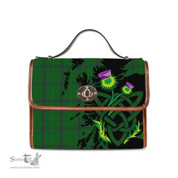 ScotsTee Shop Scottish Walters Clan Tartan Canvas Bag Celtic Knot and Thistle with Scotland Map Bag