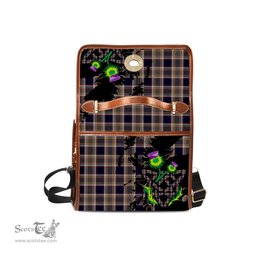 ScotsTee Shop Scottish Stewart Navy Clan Tartan Canvas Bag Celtic Knot and Thistle with Scotland Map Bag