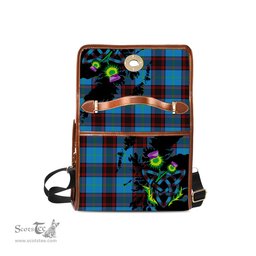 ScotsTee Shop Scottish Wedderburn Clan Tartan Canvas Bag Celtic Knot and Thistle with Scotland Map Bag