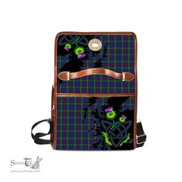 ScotsTee Shop Scottish Wheadon Clan Tartan Canvas Bag Celtic Knot and Thistle with Scotland Map Bag