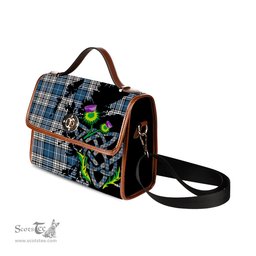 ScotsTee Shop Scottish Napier Modern Clan Tartan Canvas Bag Celtic Knot and Thistle with Scotland Map Bag
