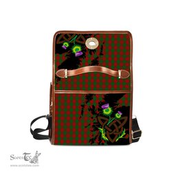ScotsTee Shop Scottish Moncrieff Clan Tartan Canvas Bag Celtic Knot and Thistle with Scotland Map Bag