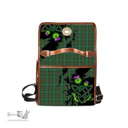 ScotsTee Shop Scottish Ralston USA Clan Tartan Canvas Bag Celtic Knot and Thistle with Scotland Map Bag
