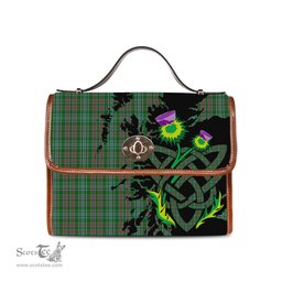 ScotsTee Shop Scottish Ralston USA Clan Tartan Canvas Bag Celtic Knot and Thistle with Scotland Map Bag