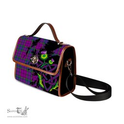 ScotsTee Shop Scottish Wardlaw Modern Clan Tartan Canvas Bag Celtic Knot and Thistle with Scotland Map Bag