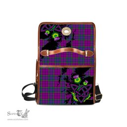 ScotsTee Shop Scottish Wardlaw Modern Clan Tartan Canvas Bag Celtic Knot and Thistle with Scotland Map Bag