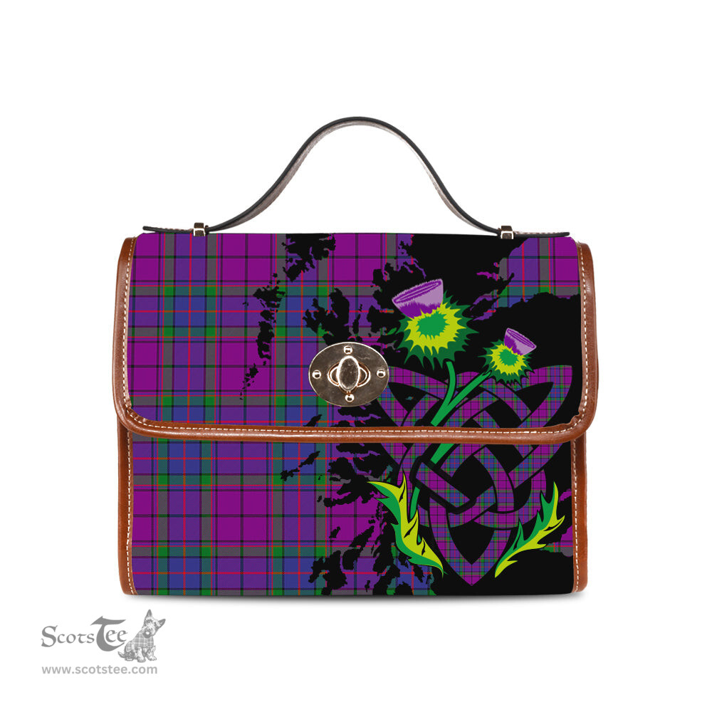 ScotsTee Shop Scottish Wardlaw Modern Clan Tartan Canvas Bag Celtic Knot and Thistle with Scotland Map Bag